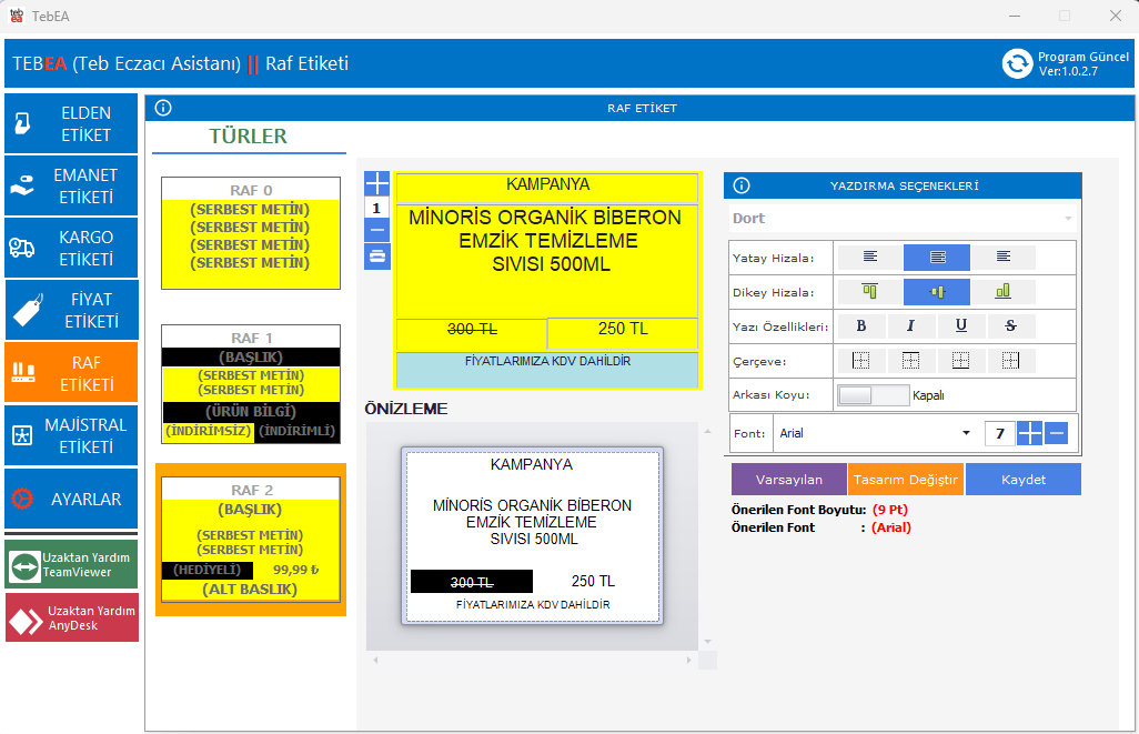 Majistral etiket ekranı 1
